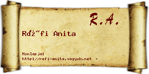 Réfi Anita névjegykártya
