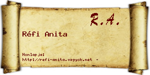 Réfi Anita névjegykártya